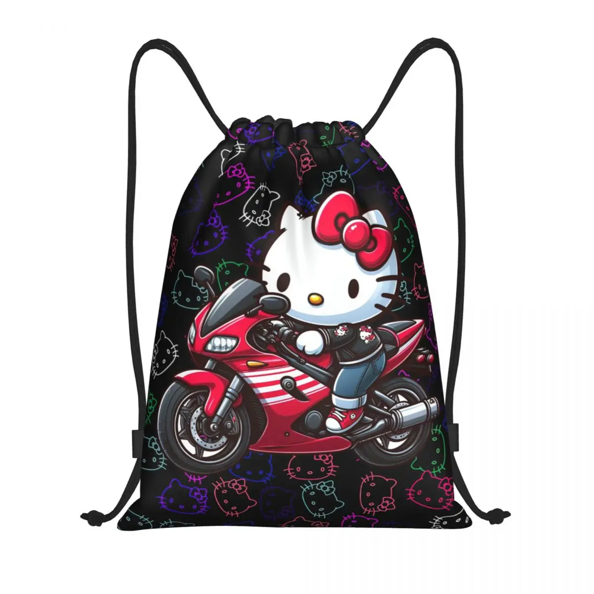 

Пользовательский мотоциклетный рюкзак Hello Kitty на шнурке, спортивная спортивная сумка для женщин и мужчин, Kawaii Cat Training Sackpack