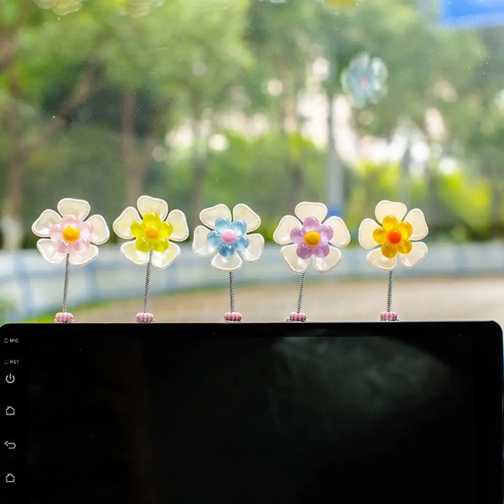 Colorful Car Flowers Cute Sun Flowers Shaking Head Ornament Vibrant Car Dashboard Desk Decorations for Home Office Accessories