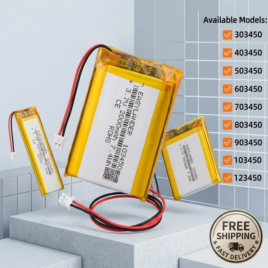 

JST 1.25mm 2Pin 3.7V 1200mAh 603450 Lipo Battery Rechargeable Li-Polymer Cell for GPS Bluetooth Speaker Toy 303450 403450