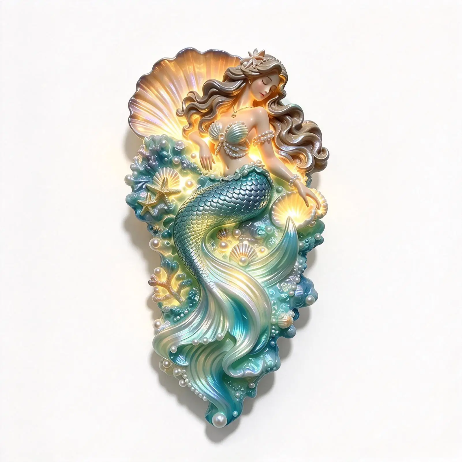 Mermaid Wall Sconce Seashell Mermaid Resin Home Lighting Lighted Wall Decoration For Homeowners Decorators Renters Home Office