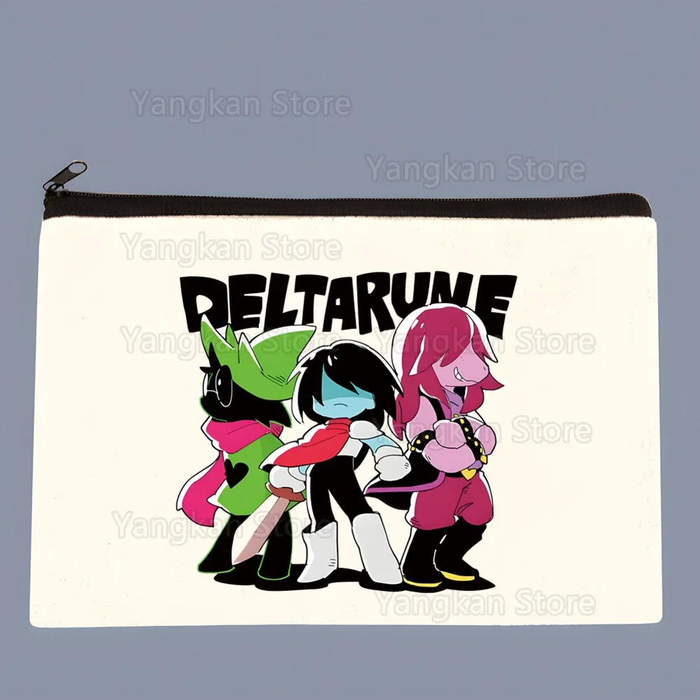 Deltarune Cosmetic Bag Women Makeup Bag Kawaii Toiletry Canvas Travel Organizer Zipper Pouch Handbag Purse
