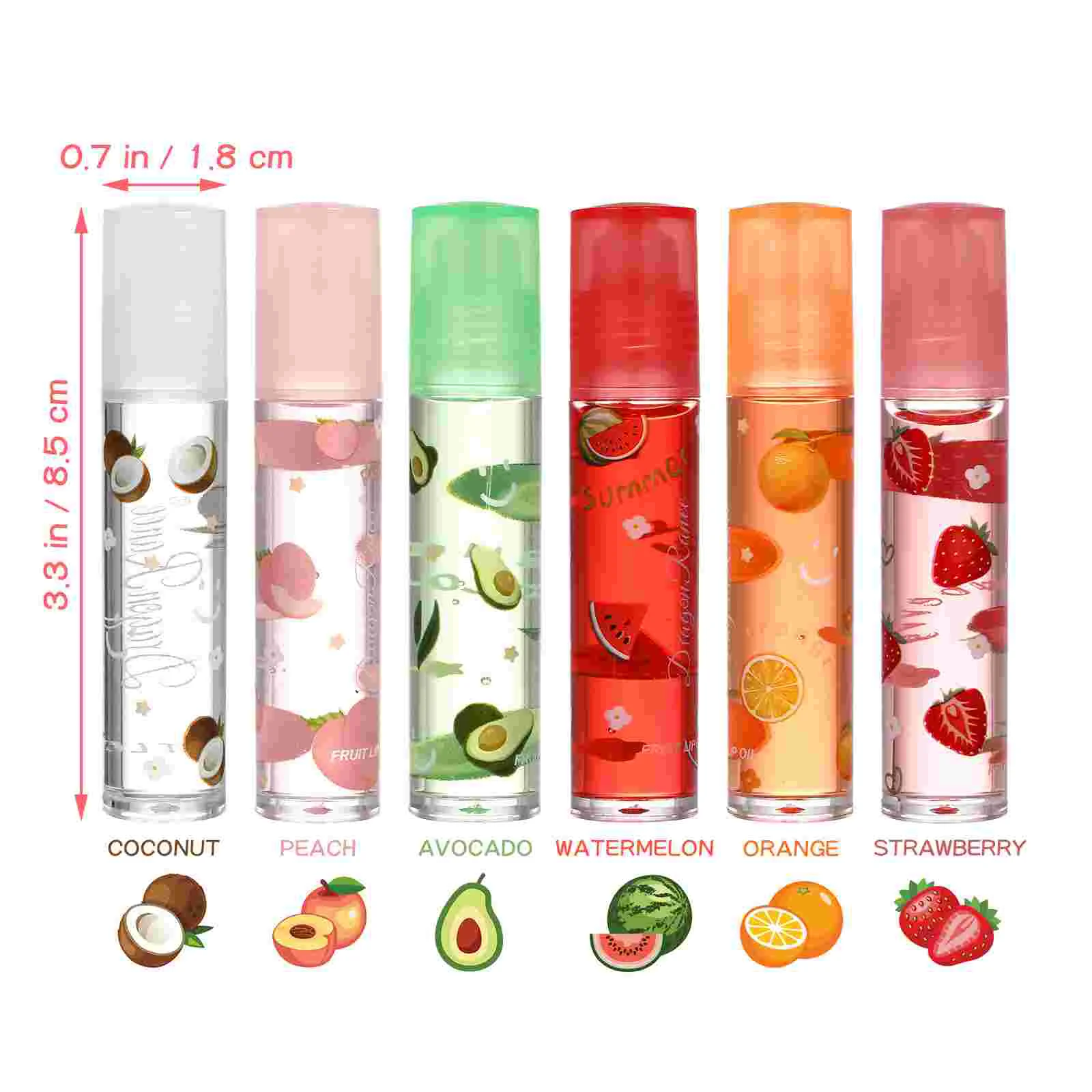 6 uds fruta más suave lápiz labial brillo para mujeres aceite transparente hidratante Protector fresco