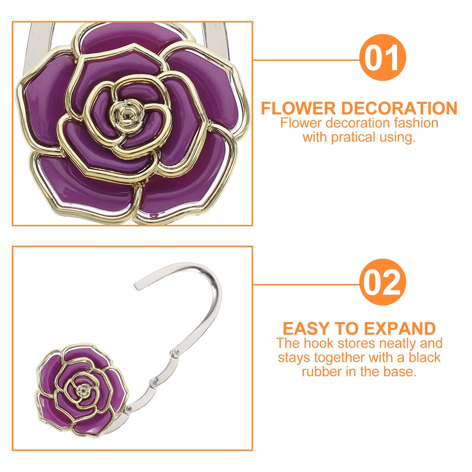 

Folding Handbag Hook Hanger Purple Zinc Alloy 115mm Extended 50x70mm Folded Portable Bag Table Hook For Cafe Restaurant Storage