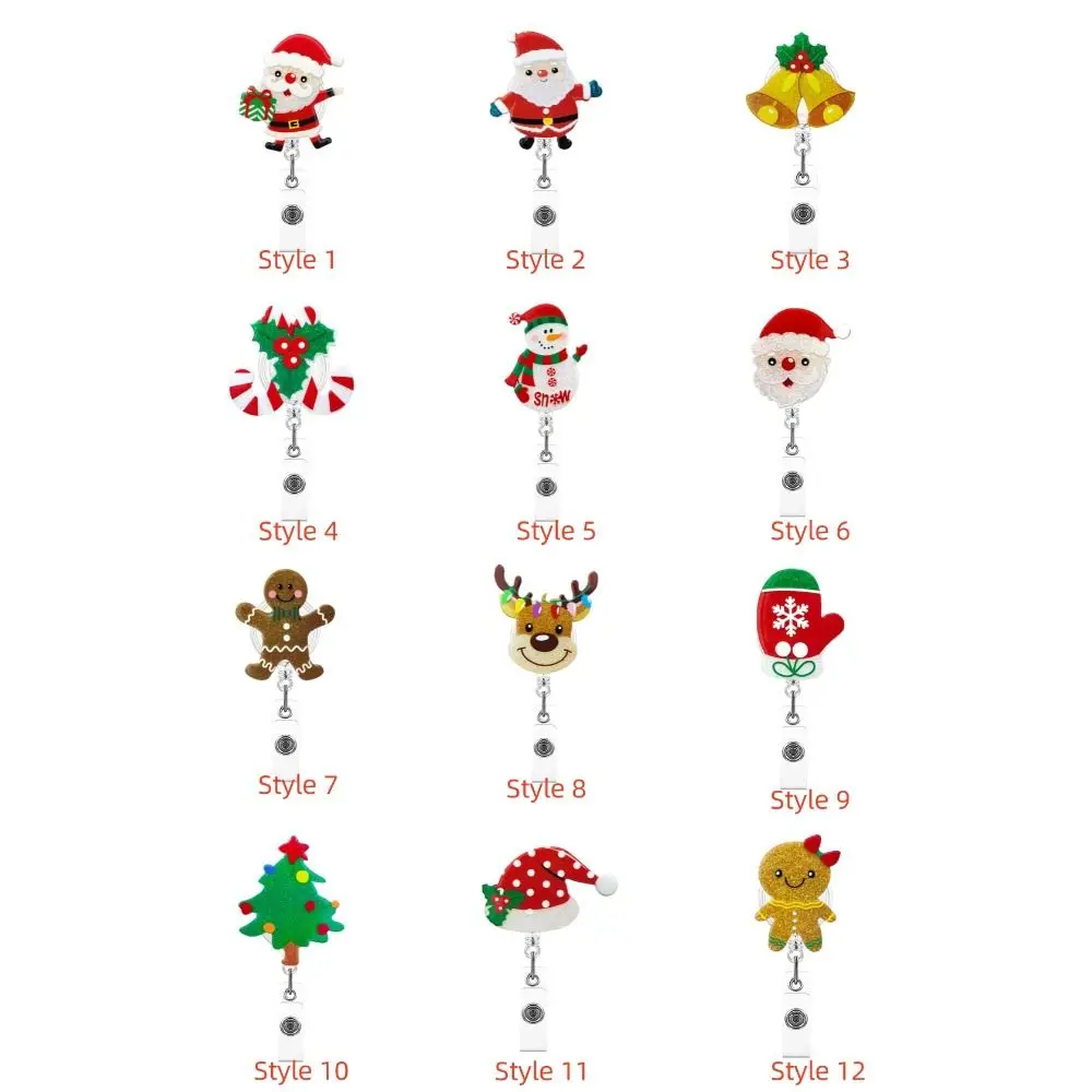 อะคริลิคคริสต์มาส Badge Reel Snowman Elk Gingerbread Retractable Badge ผู้ถือตกแต่งคริสต์มาสการ์ตูน ID ผู้ถือบัตรชื่อการ์ด