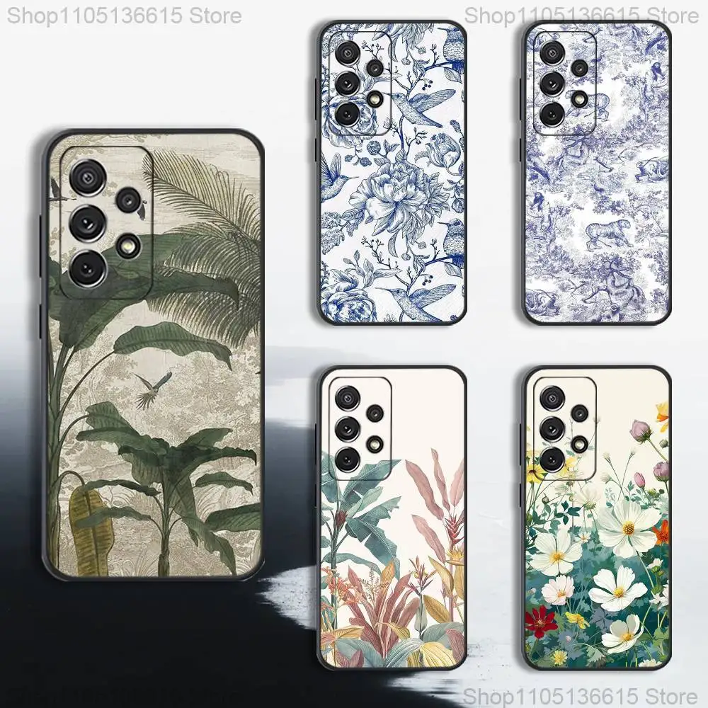 

Painting Art Botanical Phone Case For Samsung S25,S24,S23,S22,S21,S20,S10,Ultra,Plus,Lite,FE,Soft Silicone Black Cover