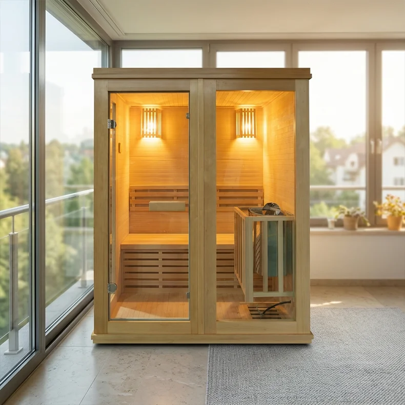 Popular Hot Selling High Quality 2 Person Indoor Traditional Sauna Room With Strip Light