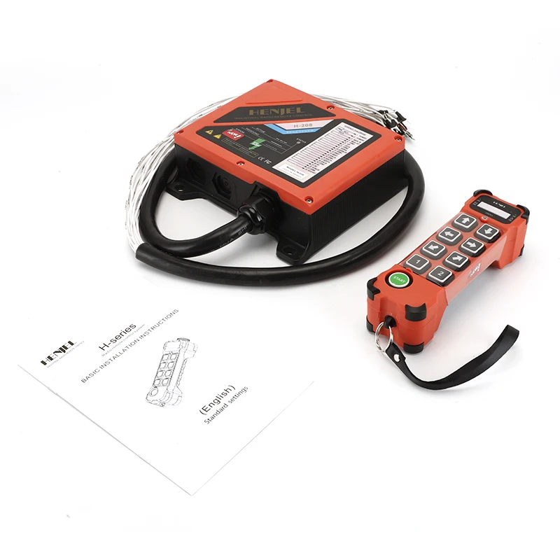 HENJEL wireless remote control H208 one-button dual speed industrial emergency remote control switch with emergency stop chain
