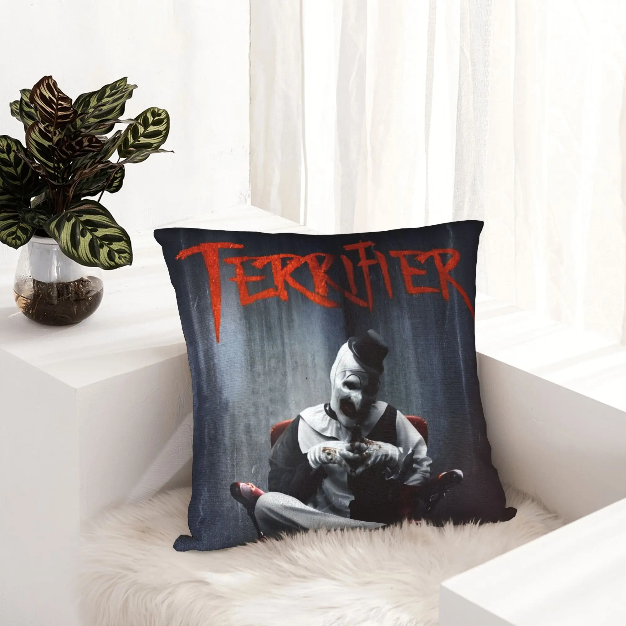 Terrifier Horror Clown Pillowcase Double-sided Printing Polyester Cushion Cover Decorations  Pillow Case Cover Home Square 45*45