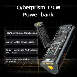 170W Powerbank 24000mah Color Intelligent Control Screen Diamond Punk Didirectional PD3.1 140W PPS QC Phone Laptop Fast Charging