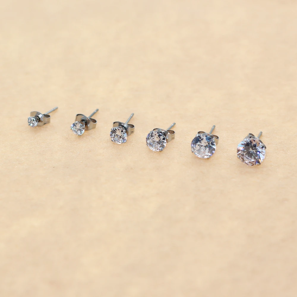 1 # Ohrringe mit AAA, rundem, sauberen Zirkon, Edelstahl-Ohrring, IP-Beschichtung, kein Verblassen, allergiefrei, hochwertiger Schmuck – Detail 2