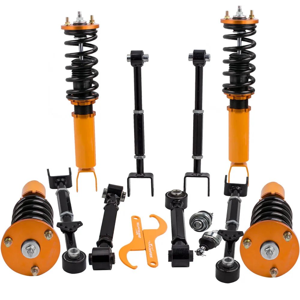 For 4 Coilover Suspension Kits +2x Ball Joints +Rear Camber Arms For Honda Acura Tsx Accord 09-14
