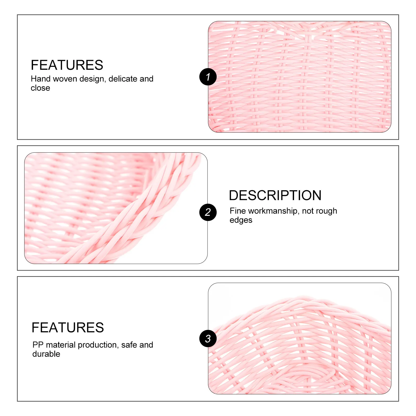 Heart Shape Design Basket Natural Color Lightweight Food Serving Basket Desktop Snack Storage Tray Decorative Woven Plastic