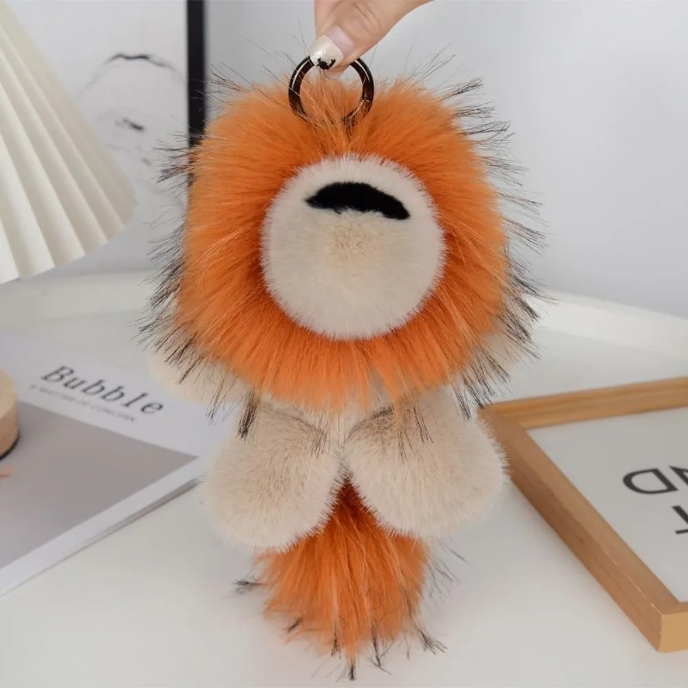 

Creative Long Mane Lion Pendant Stuffed with Tail Lion Keychain Soft Bag Decor Cute Animal Keychain Friends Birthday Gifts