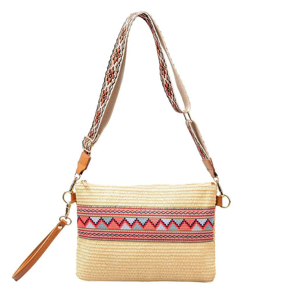 ENSPT cross-border woven bag, niche design PP straw bag women's high-end sense exquisite hand shoulder bag women