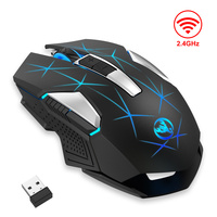 Hot selling HXSJ T300 2.4G 600mAh Rechargeable Colorful RGB Computer Laptop 7 button optical Wireless Gaming Mouse for laptop