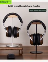 Soporte para auriculares de madera de nogal, estante de almacenamiento minimalista para auriculares, colgador de auriculares de madera maciza, soporte para auriculares