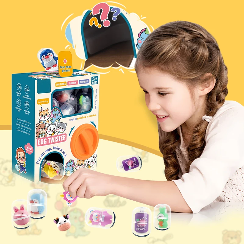 

Gachapon Machines Blind Box with 6pcs Random Capsule Egg Christmas Twisting Machine Cardboard Box with Capsule Toys for Kids
