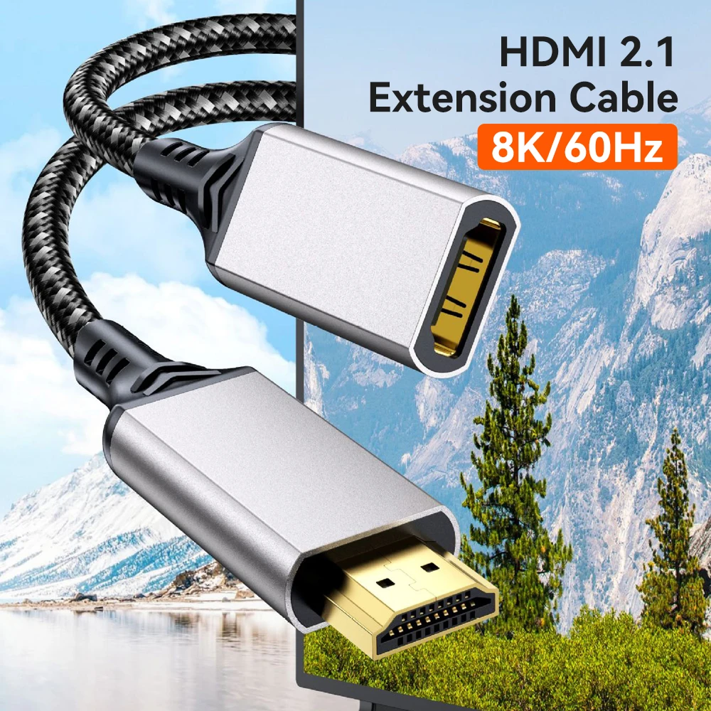 HDMI 2.1 Extension Cable 8K HDMI 2.1 Male to Female Extension Cable 8K HDMI Cord Extension for PS5 Xbox HDTV HDR 0.2m 0.5m 1m 2m