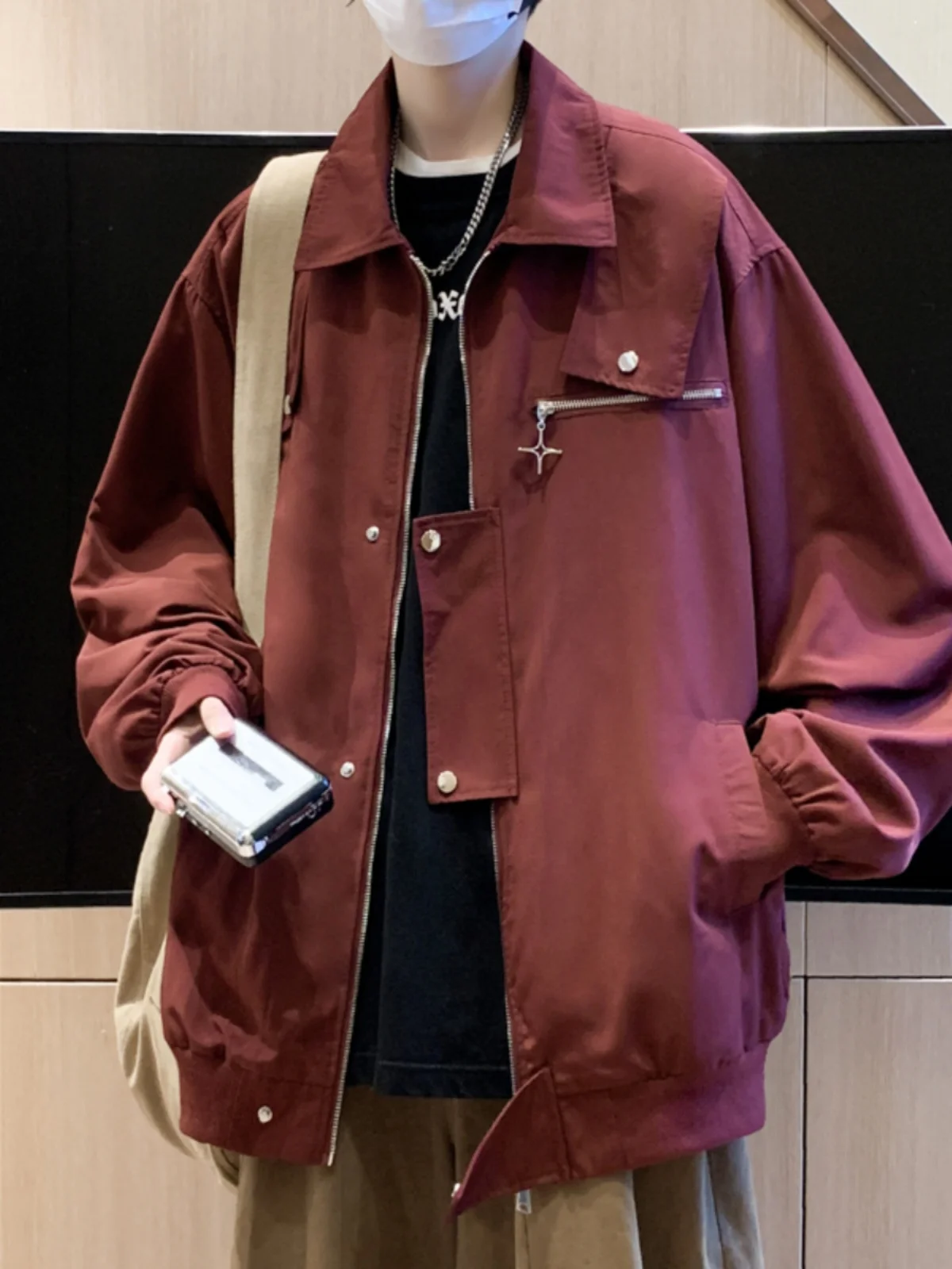 

Свободная мужская рабочая куртка в американском стиле, весенне-осеннее пилотское пальто, модная одежда для пар, молодежная куртка с длинными рукавами на молнии