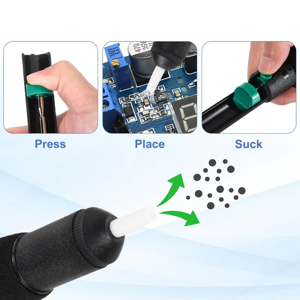 Electronics Repair Tool Manual Vacuum Desoldering Pump Featuring 35cmHg Suction and Extended Anti Clog Thimble