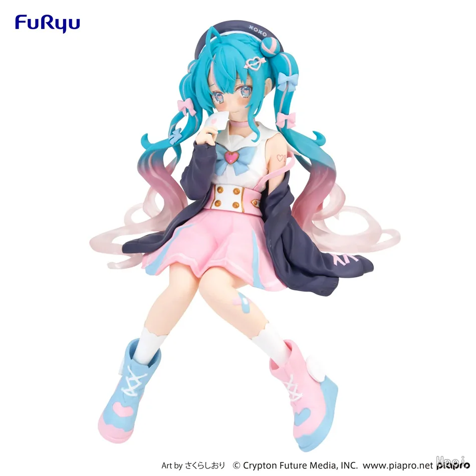 Figura de Anime de Hatsune Miku, Color Rosa Sakura, Posición Sentada, Modelo de PVC, Juguete de Acción para Decoración y Colección