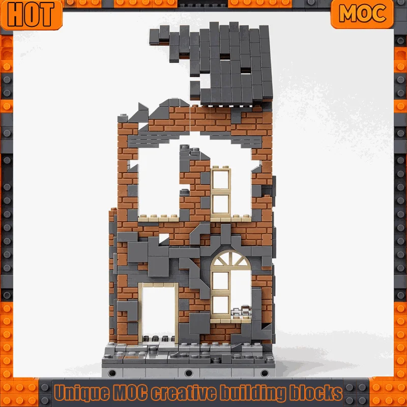 626PCS Brick Ruined Townhouse Diorama Model Building Blocks Custom DIY Assembly Set Creative Collection Display Decor Toy Gift