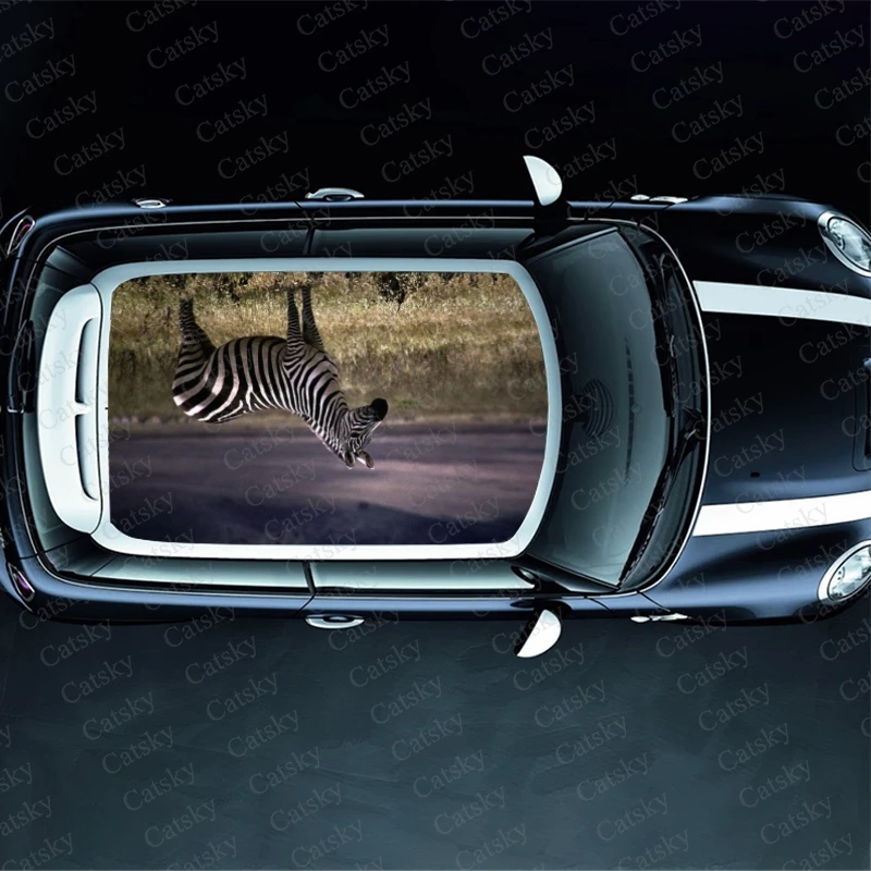 Animal Stripe Zebra Car Roof Sticker Decoration Film Car Decal Hood Vinyl Sticker Graphic Wrap Car Protect Accessories Gift