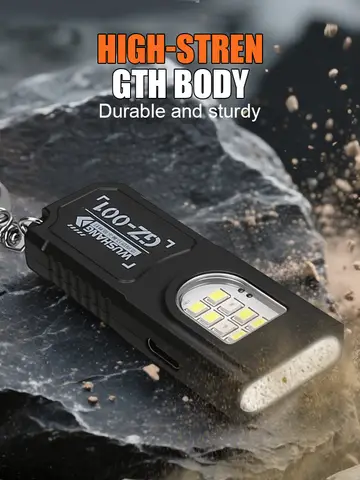 Multifunctional Keychain Flashlight USB Rechargeable Mini Flashlight With COB Work Light Keyring Camping Walking Pocket Lamp