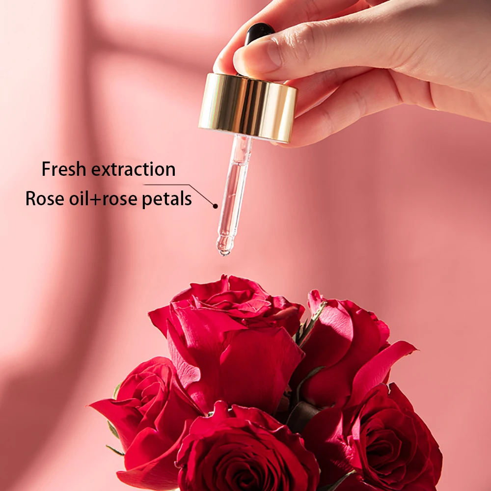 

Double Rose Petal Radiance Essence Oil Facial Care Tightening Moisturizing Brightening Face Serum Korean skin care products