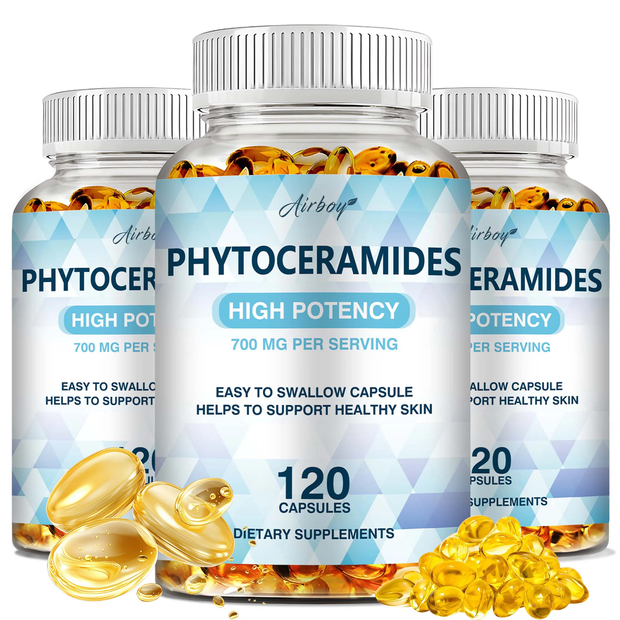 

Phytoceramides Capsules - Anti-aging, Reducing Wrinkles and Fine Lines, Helps Improve Skin and Hair Health, Collagen Boost