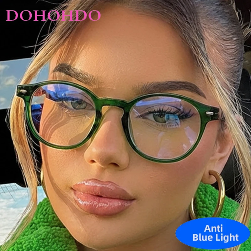 

New Classic Small Round Frame Rice Nail Glasses Women Luxury Design Computer Play Games Eye Protection Anti-Blue Light Eyewear