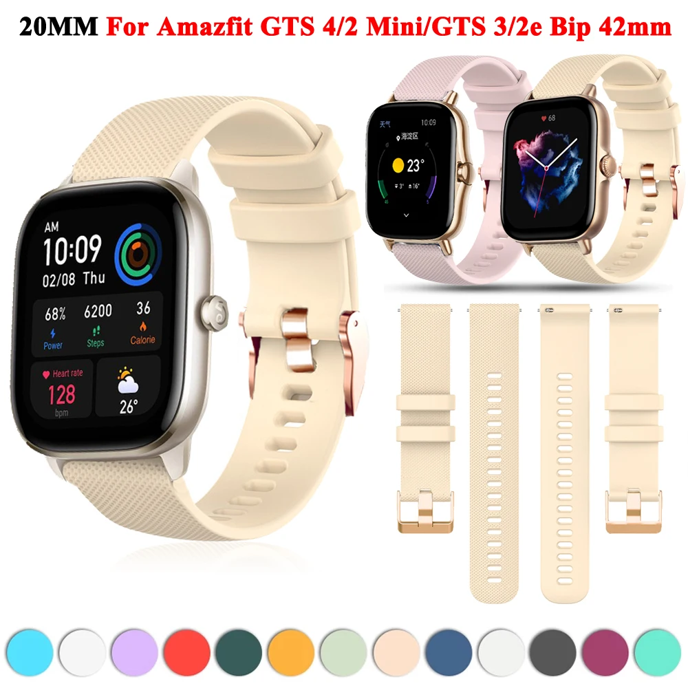 20mm Replacement Smartwatch Wrist Watch Strap For Amazfit GTS 4/2 Mini GTS3/4 Silicone Watchband Bip U 3 Pro GTS2e 42mm Bracelet