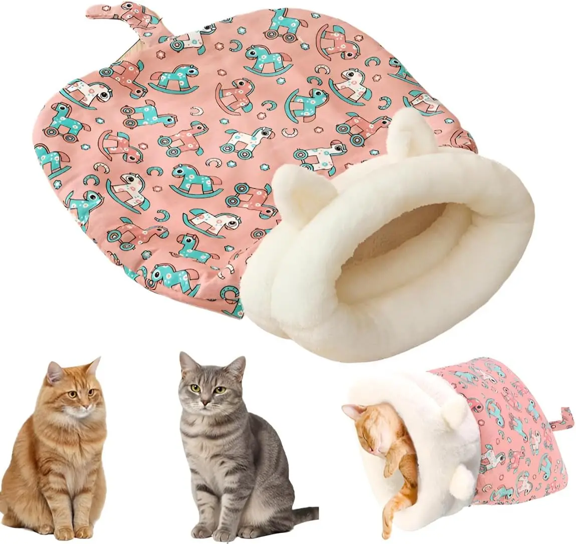 

Cozy Pet Nest for Cats and Dogs - Winter Sleeping Bag for Indoor Cats & Dogs, Warm Semienclosed Soft Plush Large Cat Sack Bed