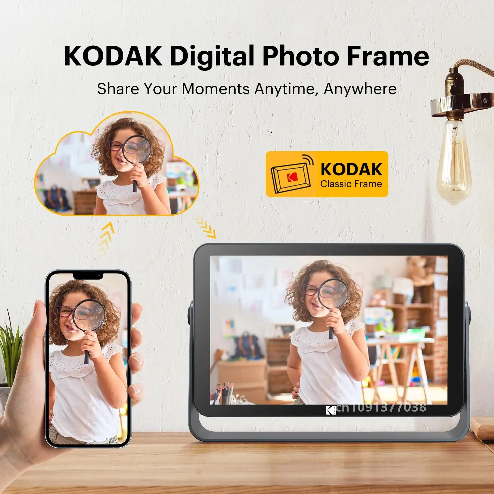 【1 Year Warranty】Kodak 10.1 Inch Digital Photo Frame Built-in Battery,1920*1200 FHD Touch Wide Picture Screen with 32GB Storage