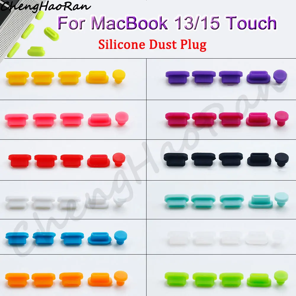 5Pcs/Set Soft Silicon For MacBook Pro13/15 Bar A1706 A1707 A1708 Laptop Dust Plug Port Silicone Anti-Dust Plug Protection Cover