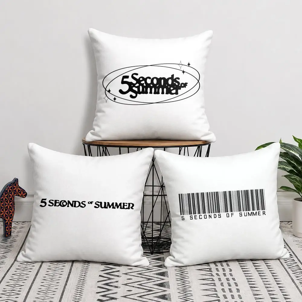 Rock 5 Seconds of Summer Band Cushion Cover Soft Short Plush Double-Sided Printing Home Decor Machine Washable Pillow Case Gift