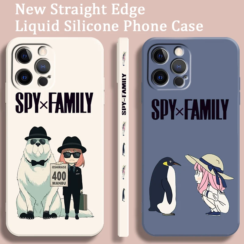 S-Spy G-Game Anya F-Forger Liquid Left Rope For Apple iPhone 15 14 13 12 11 XS XR X 8 7 SE Pro Max Plus Mini Soft Phone Case