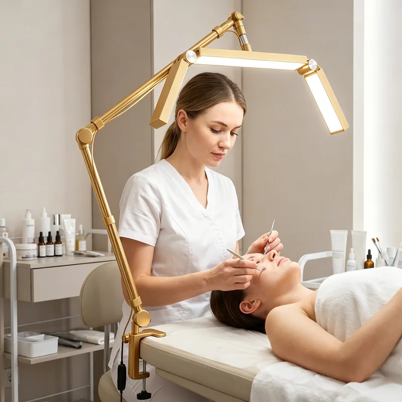 26 inch gold desktop three lamp holder cantilever folding beauty lamp 30W manicure eyebrow tattoo eyelash lamp