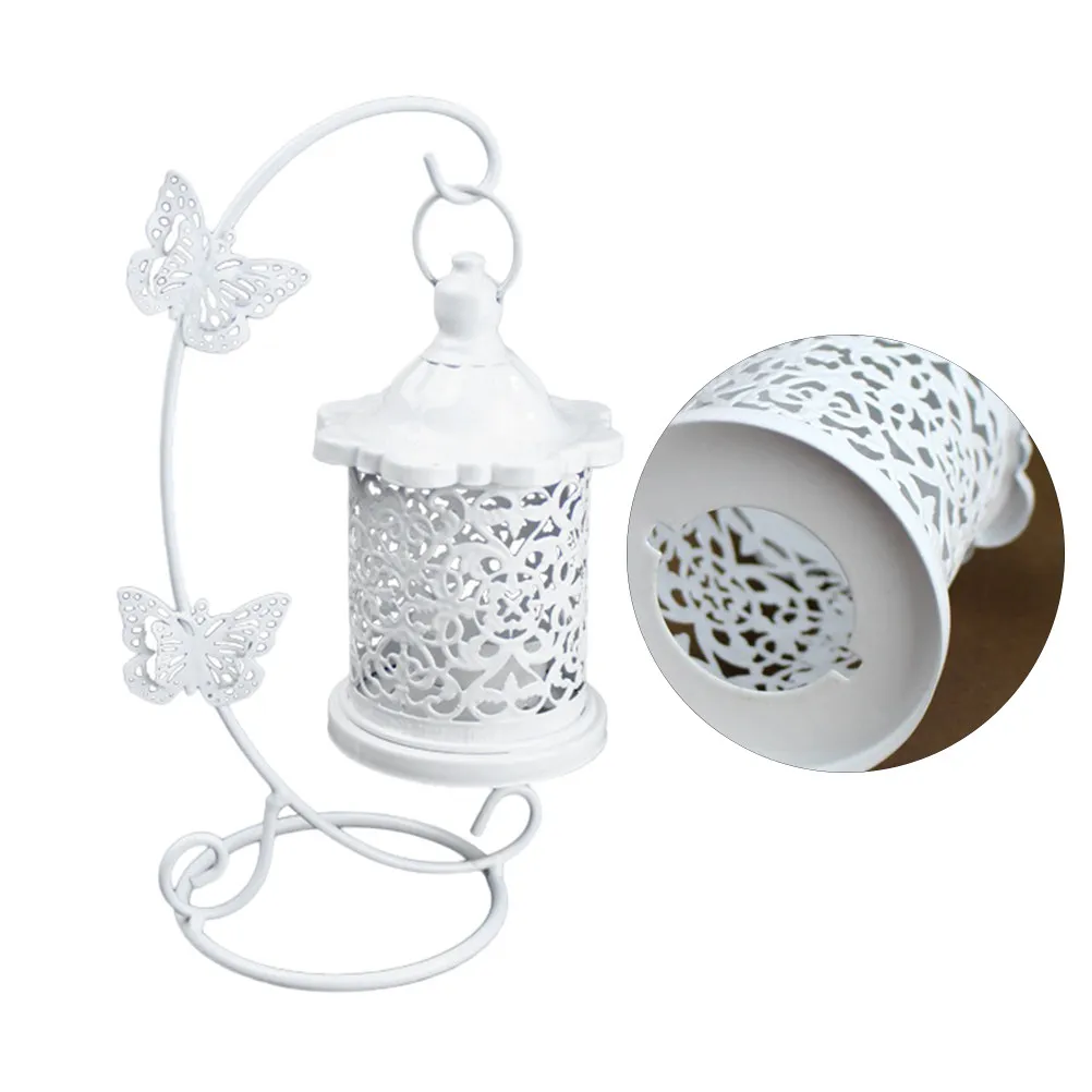 Premium Iron Holder with Open Cage Design Sturdy Candlestick Decor for Desktop Entry Way Outdoor Lighting