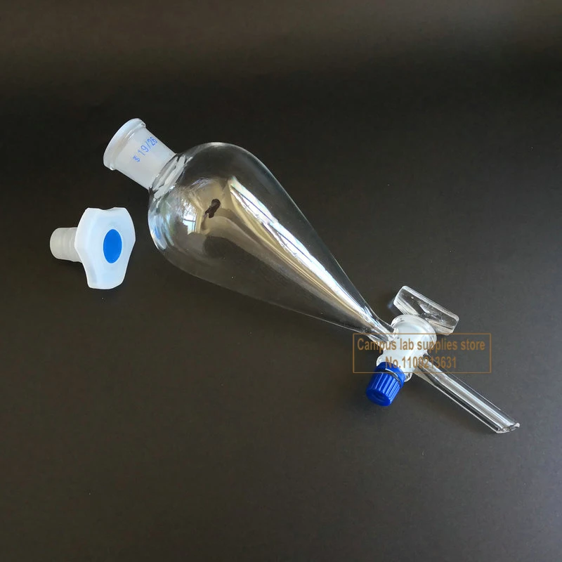 1pcs Lab Glass Pear-shaped Separation Funnel with Glass/PTFE Piston,  60/125/250/500/1000ml Loikaw Dropping Funnel