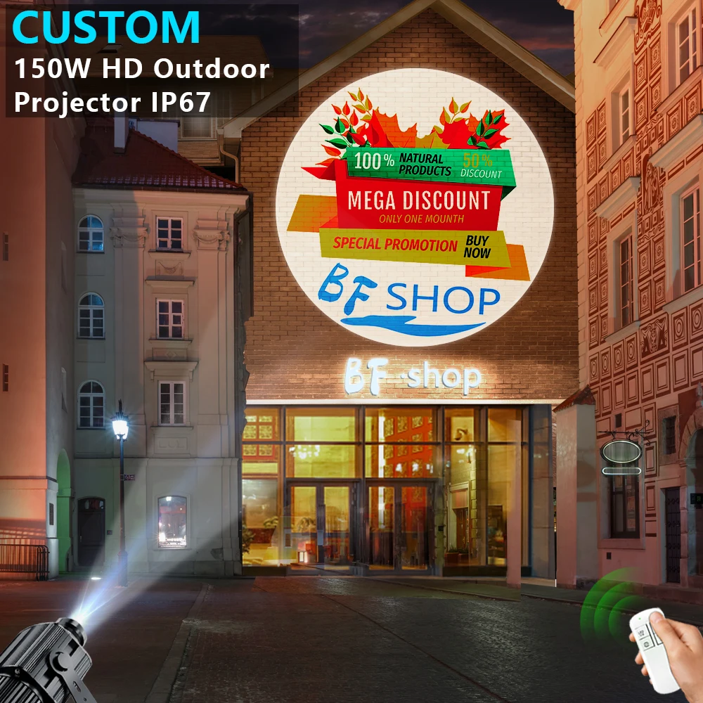 

Custom Led 150W HD Indoor Door Head Rotating Advertising Image Projection Lamp Gobo Logo Projector