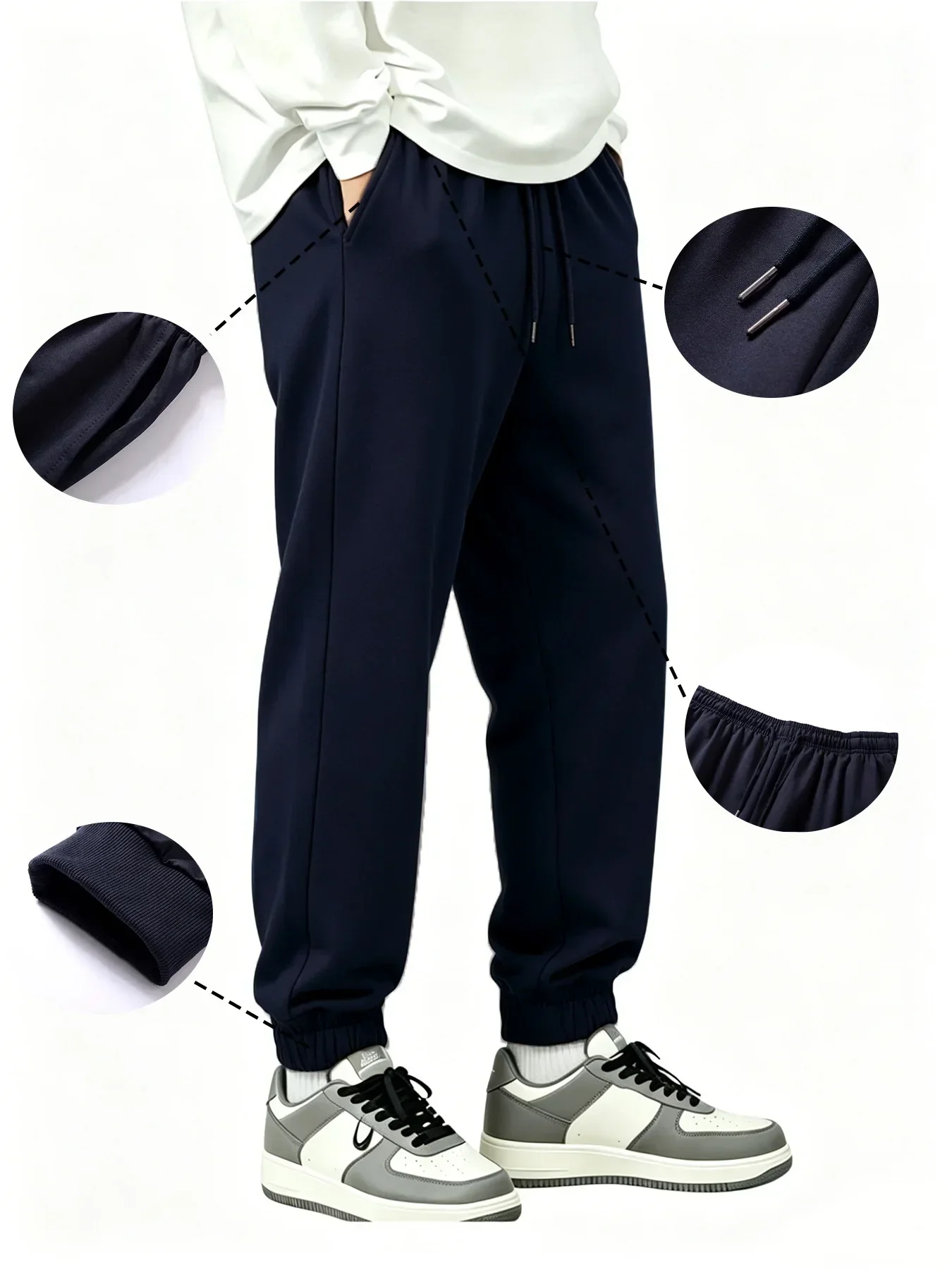 Men's Minimalist Jogger Trousers Drawstring Elastic Waist Tapered Ribbed Cuff Casual Fashion Streetwear Sweatpants