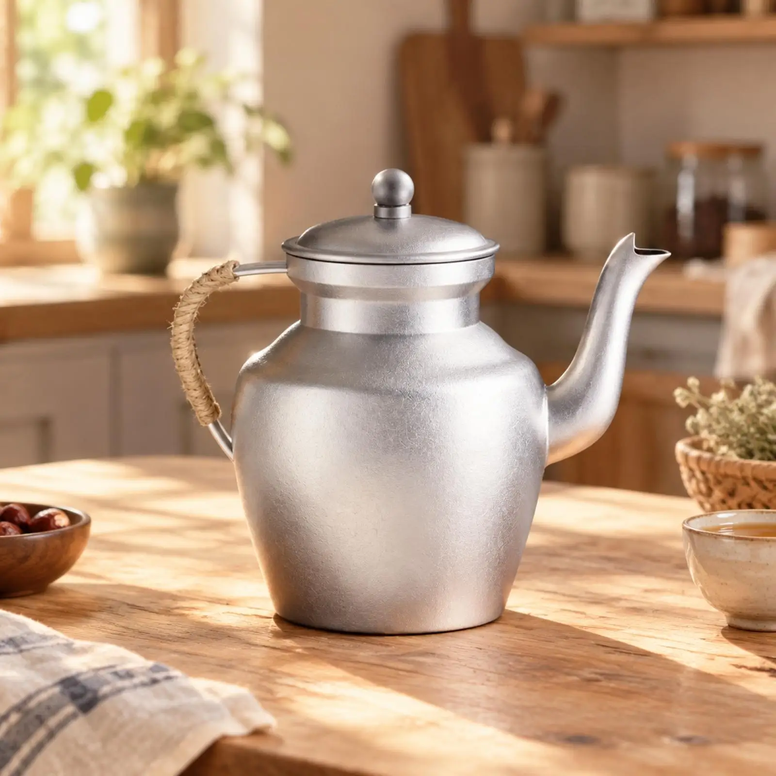 Practical Aluminum Stovetop Teapot Kettle with Rounded Body and Long Spout for Home Brewing and Casual Tea Parties
