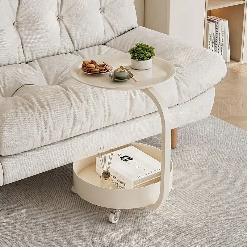 Modern living room wrought iron sofa edge few small tables simple shelf creative bedside mobile table coffee table