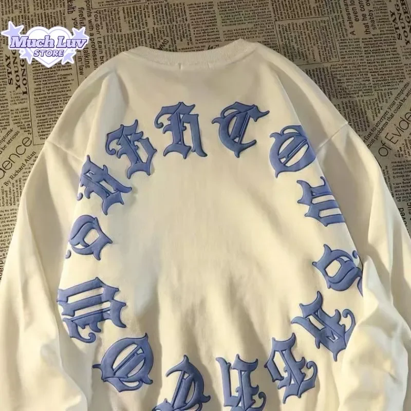 

Gothic Letter Circular Printed Round Neck Hoodie Men and Women Autumn Fashion Trend Casual Comfortable Pure Cotton Couple Top
