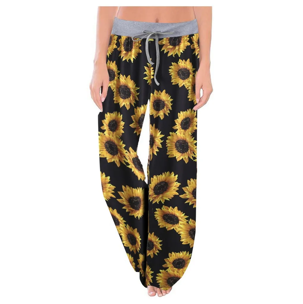 2025 New Women Floral Printed Full Lenght Pants Beach Bohemian Style Loose Casual Trousers Ladies Spring Summer Drawstring Pant