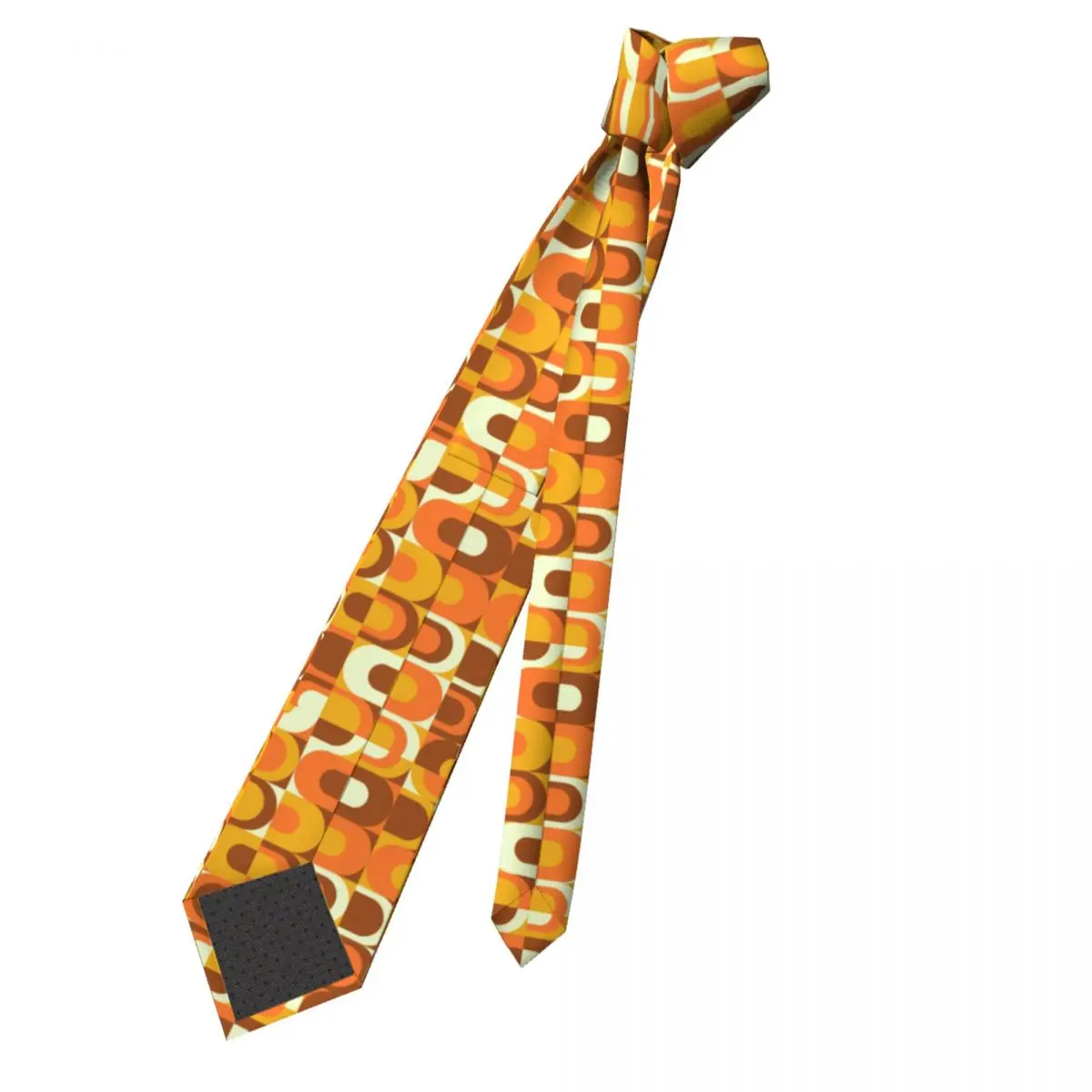 Formal 70s Pattern Retro Inustrial In Orange And Brown Tones Ties for Party Custom Men Geometric Colorful Neckties