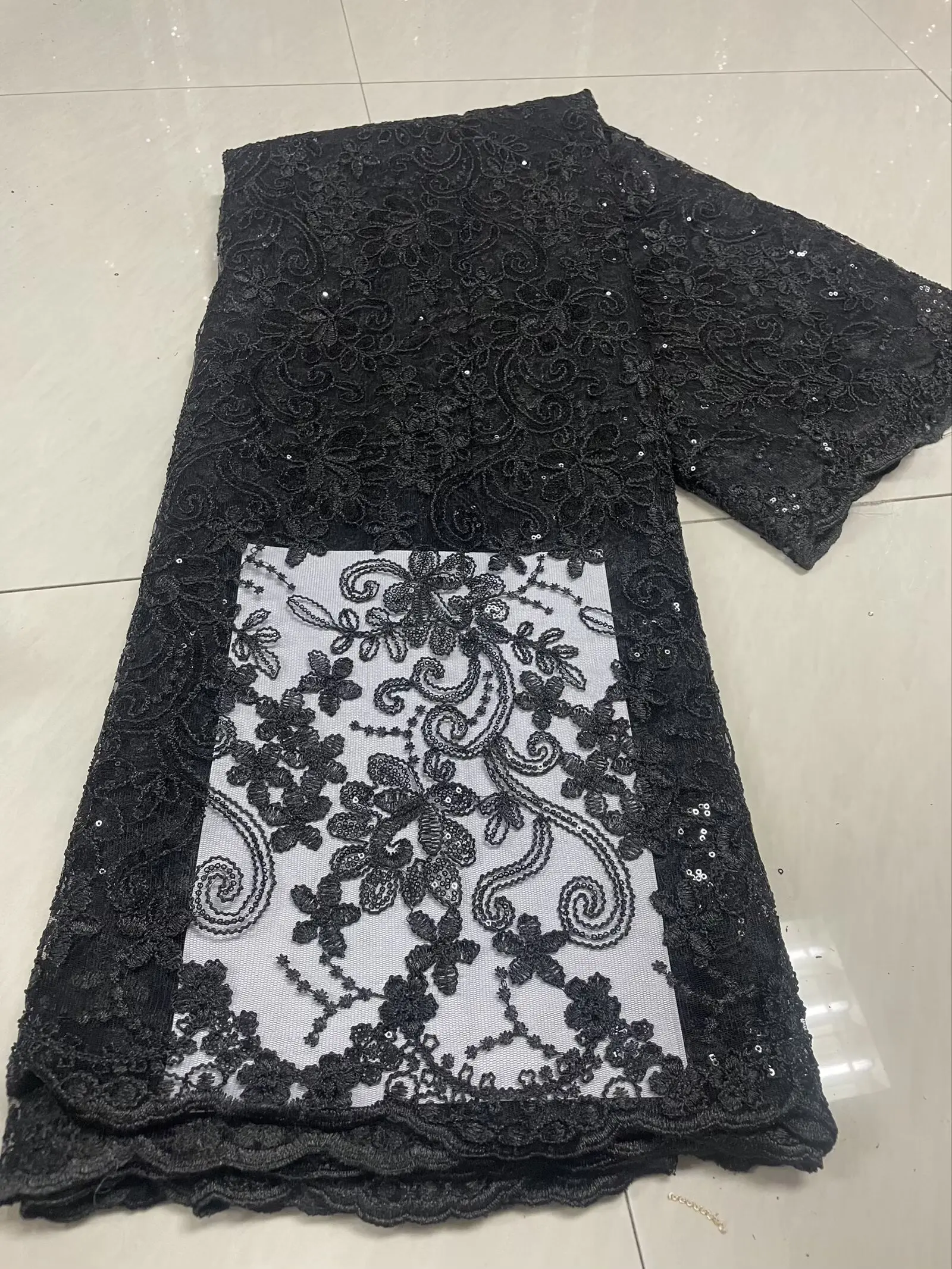 

Latest African Mesh Lace Fabric With Sequins 2025 Nigerian Lace Fabric French Tulle Lace Fabric For Wedding Party Dresses Women