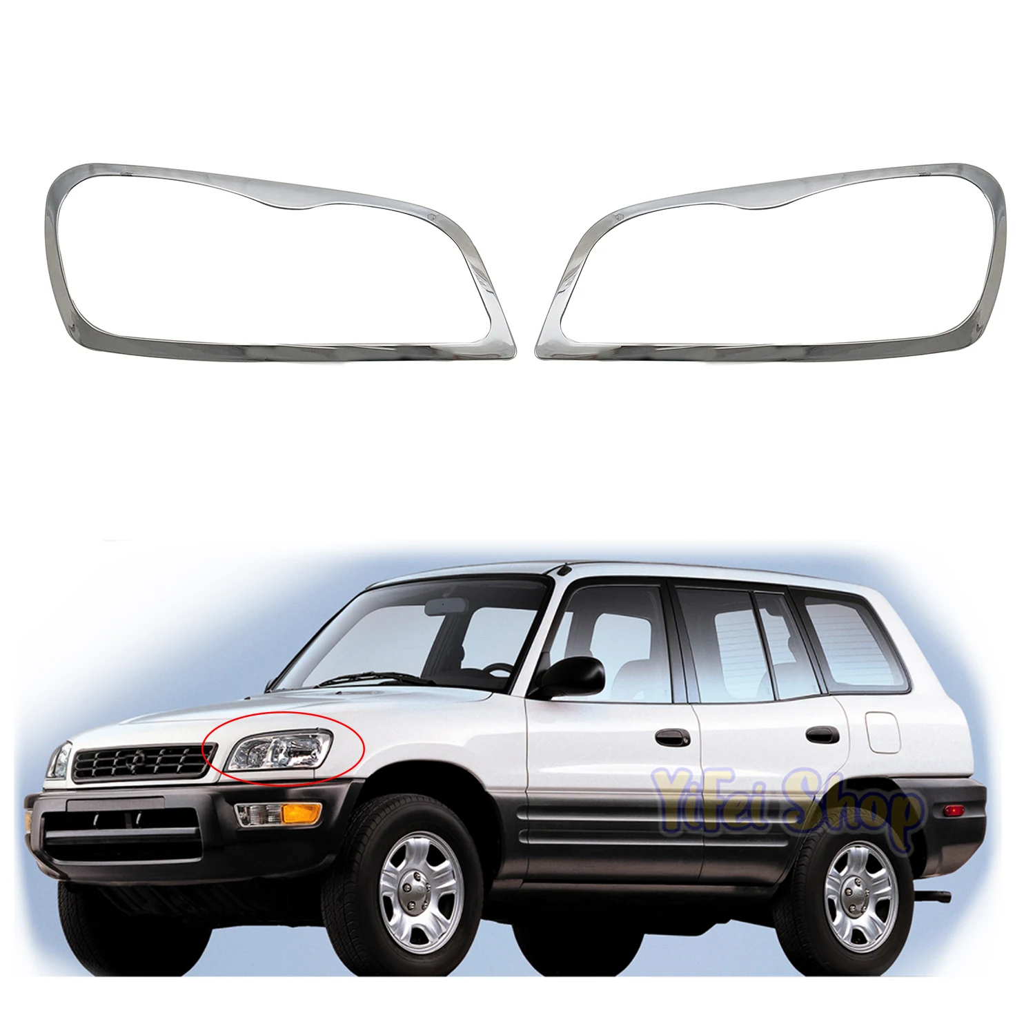 

New ABS Chrome Car Accessories Plated Front Head Lamp Cover Trim Paste Style For Toyota rav4 RAV 4 1996 1997 1998 1999 2000