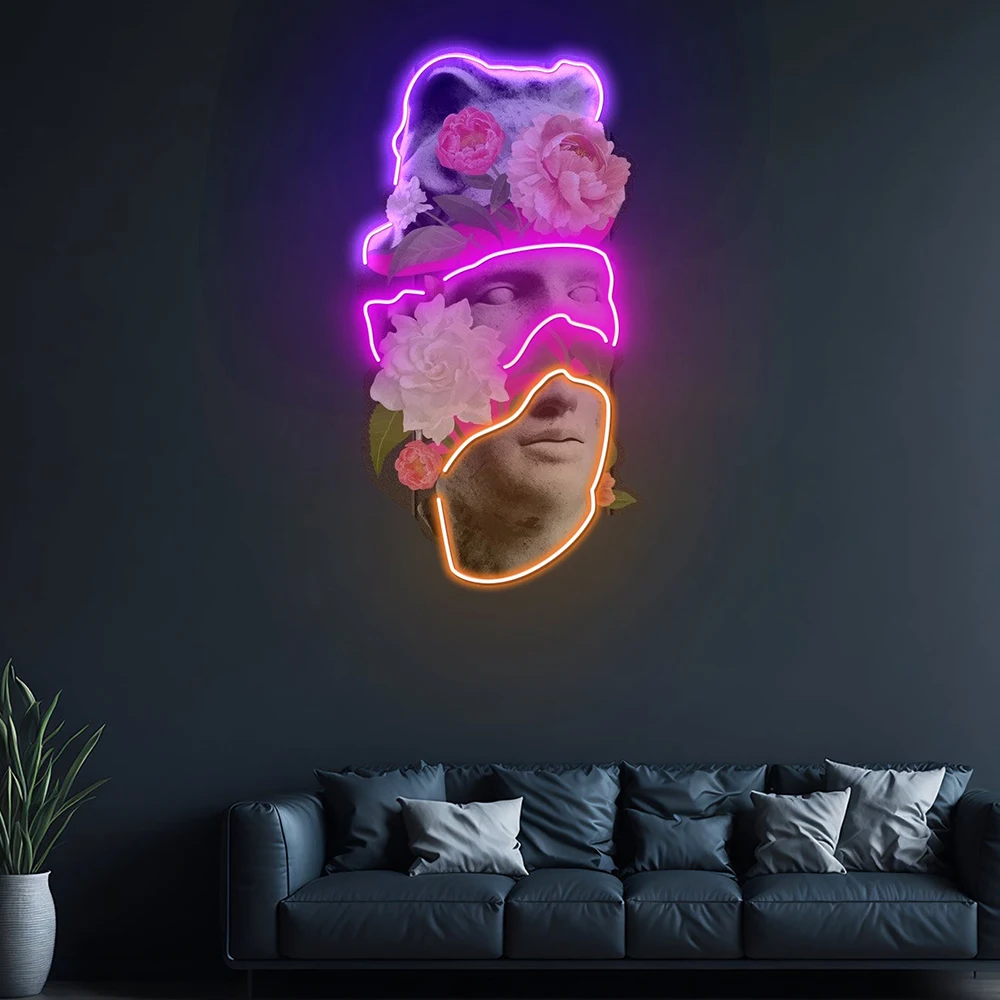 Abstract Face Neon Sign Man Face Wall Decor Light Signs for Living Room Home Office Decoration LED Neon Light Unique Gifts